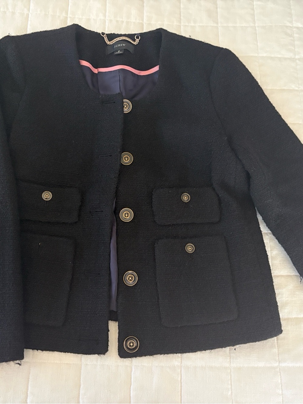 J. Crew Black Button Front Jacket with Gold Buttons